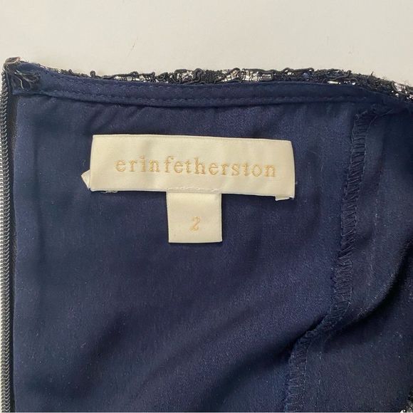 Erin Fetherston Black Lace Silver Sheath Mini Dress - Picture 6 of 8